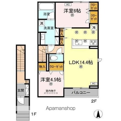 愛媛県松山市北土居１丁目[2LDK/67.03m2]の間取図