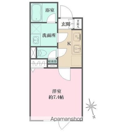 アトリオフラッツ三軒茶屋Ｎｏｒｔｈ[1K/25.5m2]の間取図