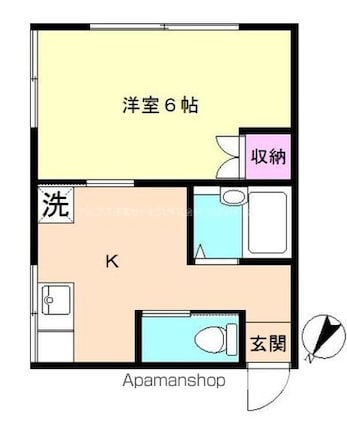 ハイツ豊栄（ホウエイ）[1K/18.84m2]の間取図