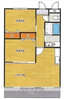 滋賀県長浜市八幡中山町[2LDK/61.18m2]の間取図