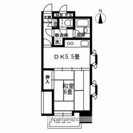 ライオンズマンション上杉西[1DK/35.68m2]の間取図
