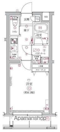 クオリタス護国寺[1K/25.24m2]の間取図