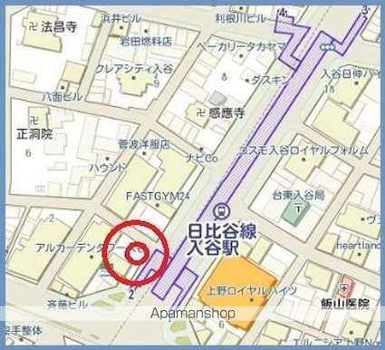 グランカーサ上野入谷[1K/25.91m2]の配置図