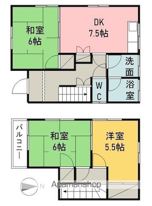 松平一戸建[3DK/55.68m2]の間取図