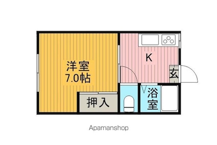コーポカネセン[1K/24.8m2]の間取図