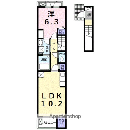 ココ浜田町[1LDK/43.79m2]の間取図