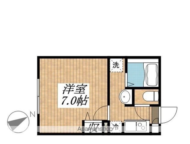 ピュアあきしま[1K/24.5m2]の間取図