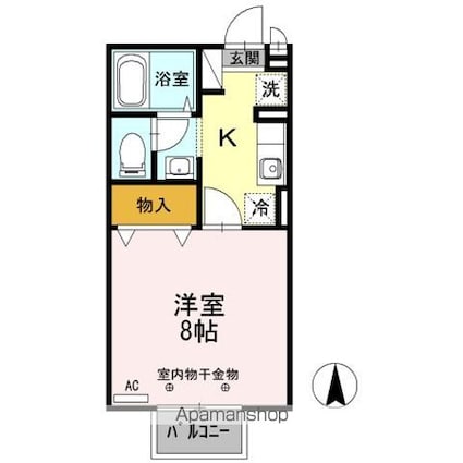Ｃｏｕｒｔ　Ｅａｓｔ（コートイースト）[1K/26.71m2]の間取図