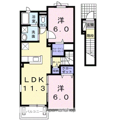 サニーレジデンスⅣ[2LDK/58.21m2]の間取図
