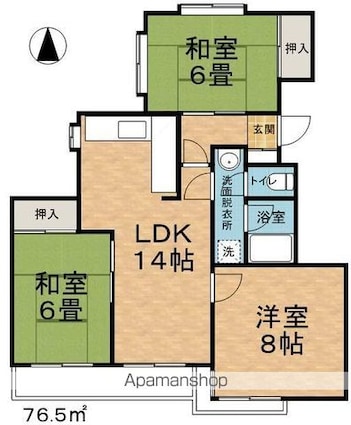 ヴィラ・スカイシップ[3LDK/76.5m2]の間取図