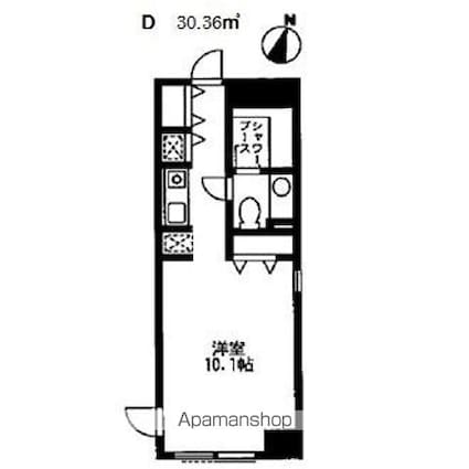 カスタリア水天宮[1K/30.36m2]の間取図