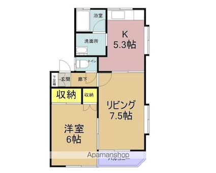 コーポ紅花６号棟[2K/38.9m2]の間取図