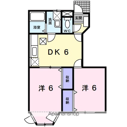 バーデンハイムⅢ[2DK/46.06m2]の間取図