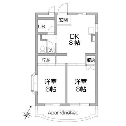 アミティー烏山[2DK/46.42m2]の間取図