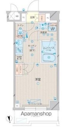 ルーブル上板橋[1K/25.33m2]の間取図