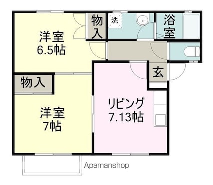 ベルエポック９９[2DK/46.37m2]の間取図