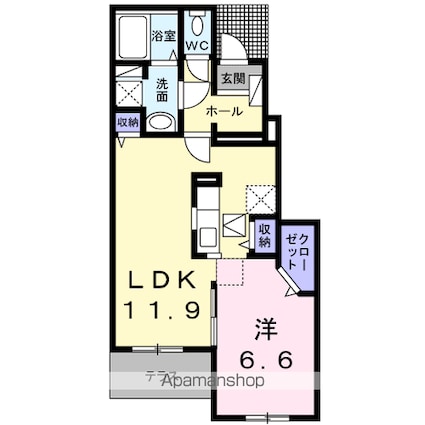 フリーダムⅡ[1LDK/45.84m2]の間取図