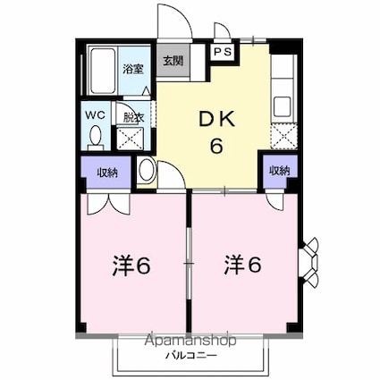 フローラハイムＳ[2DK/40.04m2]の間取図