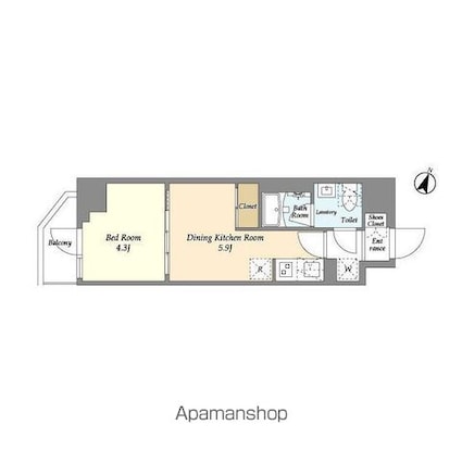 グランエール森下ＥＡＳＴ[1DK/25.26m2]の間取図