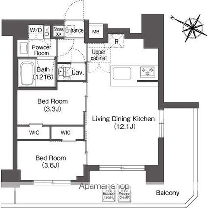 コンフォリア二葉[2LDK/42.39m2]の間取図