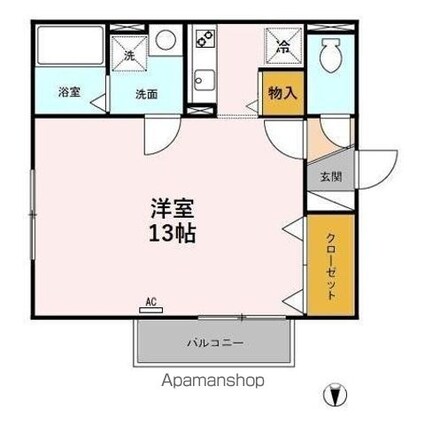 セレッサ花堂　Ｂ[1R/34.72m2]の間取図
