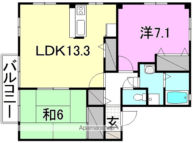 フォブール北土居[2LDK/59.62m2]の間取図