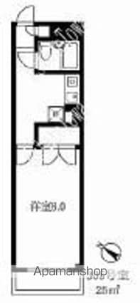 東京都世田谷区上馬３丁目[1K/23m2]の間取図