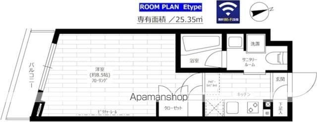 ステージグランデ用賀アジールコート[1K/25.35m2]の間取図
