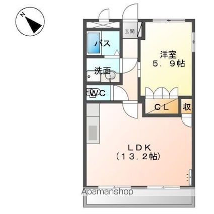 フレーブⅡ[1LDK/44.95m2]の間取図