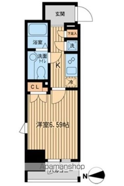 ＫＤＸレジデンス東新宿[1K/23.7m2]の間取図