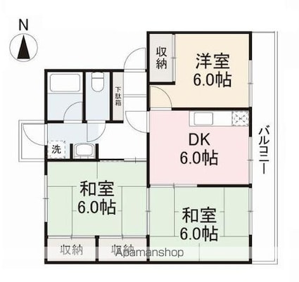 第二美鈴マンション[3DK/56.76m2]の間取図