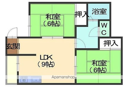 ドリームハイツＡ棟[2LDK/50.51m2]の間取図