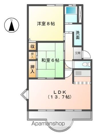 【岐阜市鏡島南のマンションの間取り】