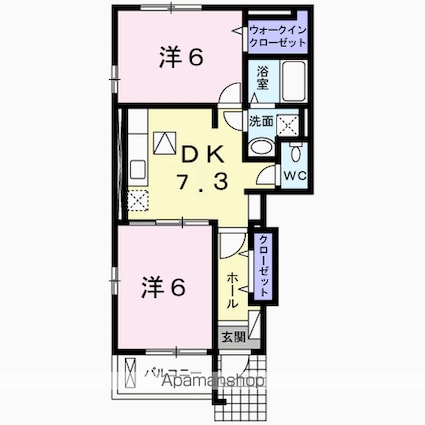 ウィステリア　ブルームＢ[2DK/46.79m2]の間取図