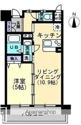 香川県高松市昭和町１丁目[1LDK/40m2]の間取図