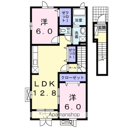 サンライズ光陽[2LDK/62.69m2]の間取図