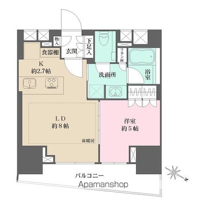 ザ・パークハウスアーバンス早稲田[1LDK/37.18m2]の間取図