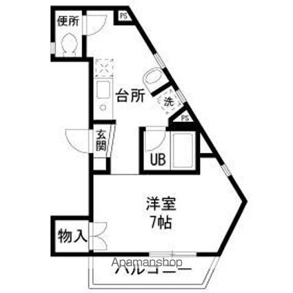 東京都世田谷区池尻３丁目[1K/26.47m2]の間取図