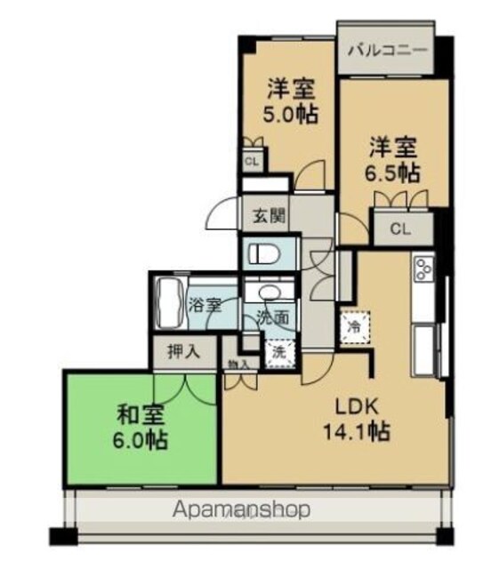 パークコート加古町[3LDK/64.01m2]の間取図