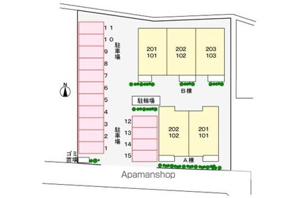 ウエスト　エアリーＡ[2DK/45.65m2]の配置図