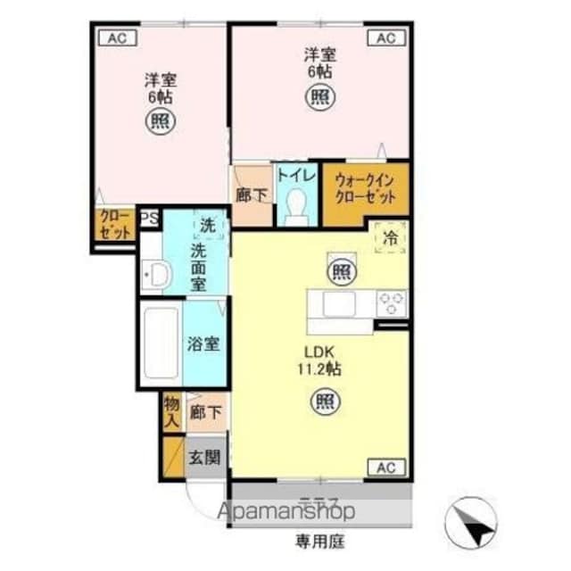 ラ　フォンテ　Ａ[2LDK/53.33m2]の間取図