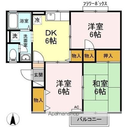 ドミールＹ[3DK/53.66m2]の間取図