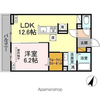 仮）ＤーＲＯＯＭ長洲２丁目[1LDK/42.5m2]の間取図