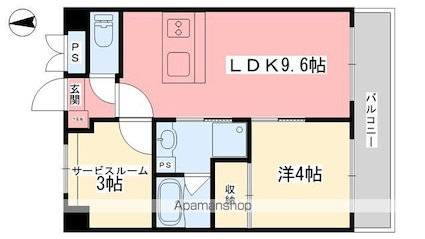アスティオン本町[1SLDK/40.11m2]の間取図