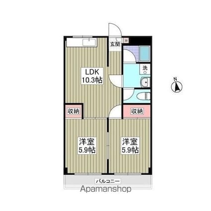 上水ハイツ[2LDK/45.6m2]の間取図