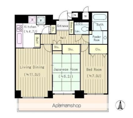 西新宿パークサイドタワー[2LDK/71.97m2]の間取図