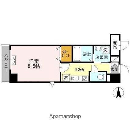 ウイステリア名城[1K/30.72m2]の間取図