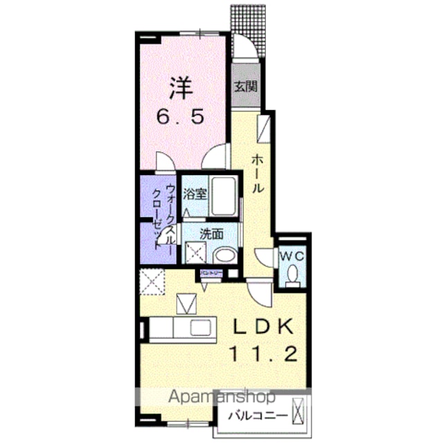 和歌山県和歌山市梶取[1LDK/46.68m2]の間取図