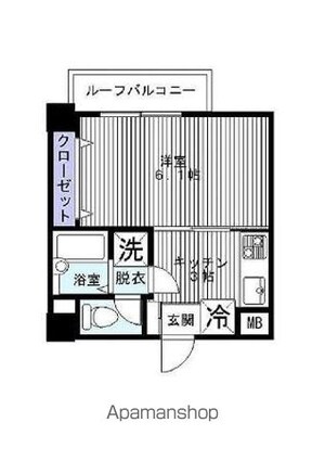 エムメイト綱町[1K/24.5m2]の間取図