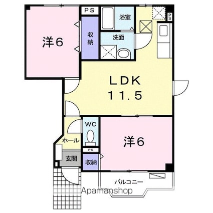ルミエールＡ[2LDK/51.79m2]の間取図